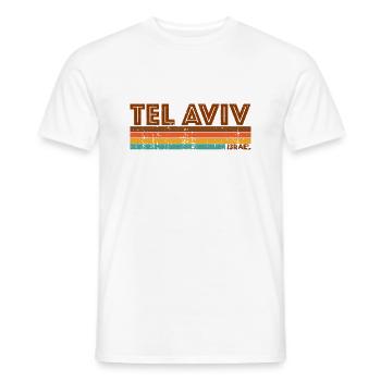 Vintage 1980s Style Tel Aviv Israel - T-shirt homme - blanc - Devant - AI Model Male 178 dark (178cm)