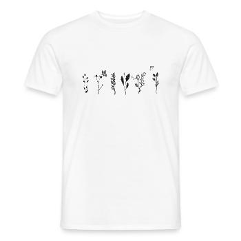 Fleurs sauvage minimaliste -cadeau botanique - T-shirt homme - blanc - Devant - AI Model Male 178 dark (178cm)