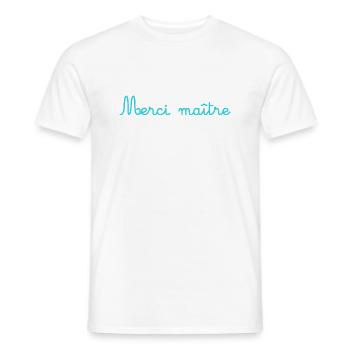 MASTER. THANK YOU. THANK YOU, MASTER. MASTER. MASTER GIFT - Men's T-Shirt - white - Front - AI Model Male 178 dark (178cm)