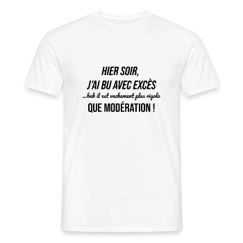 cadeau homme femme humour drole alcool soiree fete - T-shirt homme - blanc - Devant - AI Model Male 178 dark (178cm)