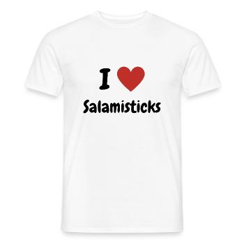 I Love Salamistiсks - Funny Heart Design - Men's T-Shirt - white - Front - AI Model Male 178 dark (178cm)