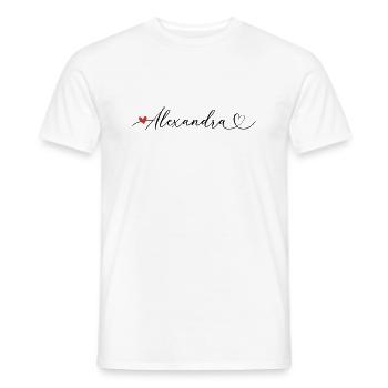 Alexandra Nom Prénom Calligraphie coeur - T-shirt homme - blanc - Devant - AI Model Male 178 dark (178cm)