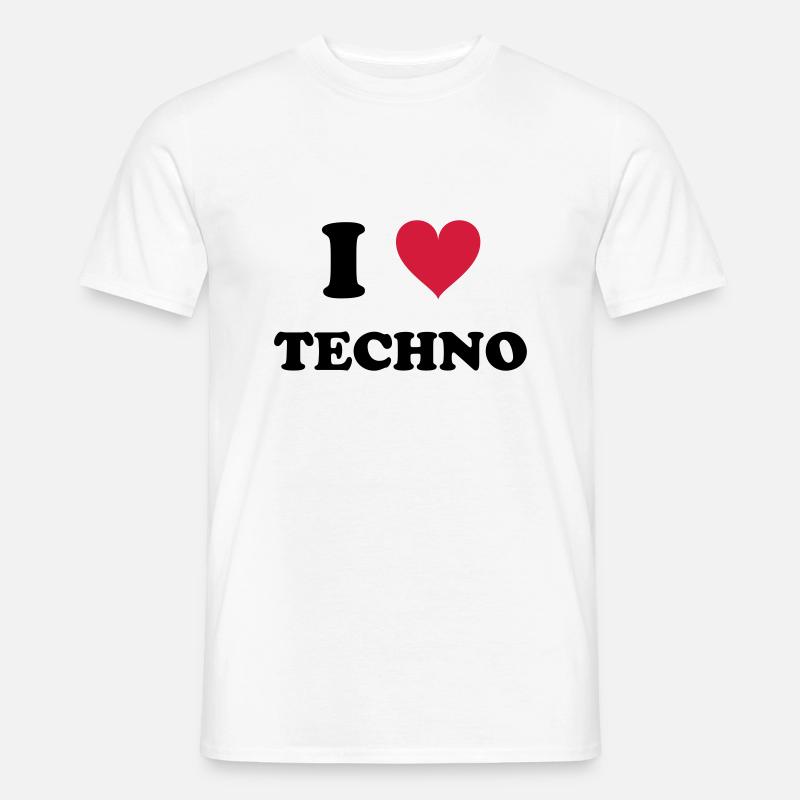 I LOVE TECHNO - Männer T-Shirt - Weiß