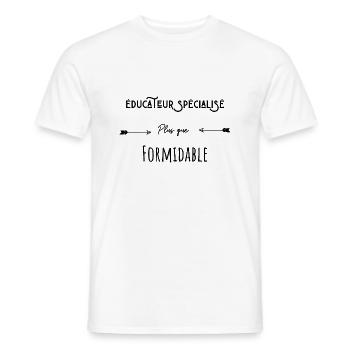 éducateur spécialisé plus que formidable humour ci - T-shirt homme - blanc - Devant - AI Model Male 178 dark (178cm)