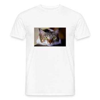 the cat with the sweet look - Men's T-Shirt - white - Front - AI Model Male 178 dark (178cm)