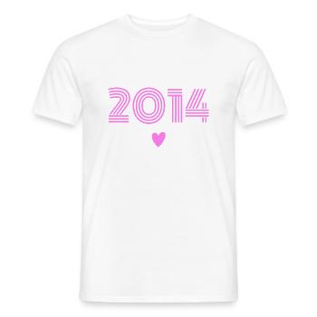 Born in 2014 daughter - Men's T-Shirt - white - Front - AI Model Male 178 dark (178cm)