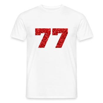 Numéro 77 paillettes rouge - 77e anniversaire - T-shirt homme - blanc - Devant - AI Model Male 178 dark (178cm)