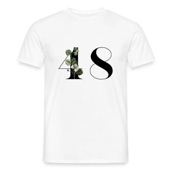 Nummer 48 Grüne Blumen - 48. Blumengeburtstag - Männer T-Shirt - Weiß - Vorne - AI Model Male 178 dark (178cm)