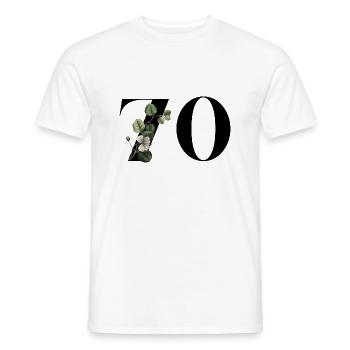 Numéro 70 floral vert - 70e anniversaire floral - T-shirt homme - blanc - Devant - AI Model Male 178 dark (178cm)