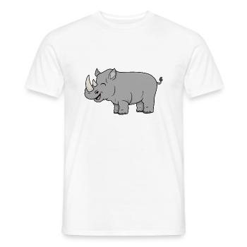 Rhinocéros heureux - T-shirt homme - blanc - Devant - AI Model Male 178 dark (178cm)