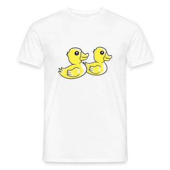 2 Ducks Swimming Water Couple Two Friends Team - Men's T-Shirt - white - Front - AI Model Male 178 dark (178cm)