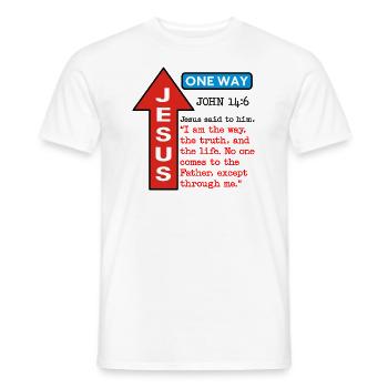 JESUS ONE WAY - Men's T-Shirt - white - Front - AI Model Male 178 dark (178cm)