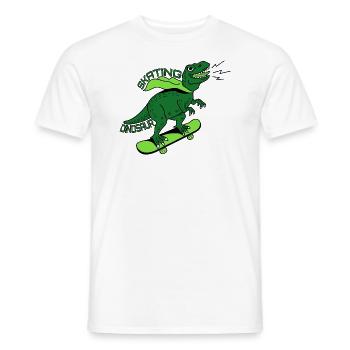 T-Rex Skateboard Dinosaur Skating Skater - Men's T-Shirt - white - Front - AI Model Male 178 dark (178cm)