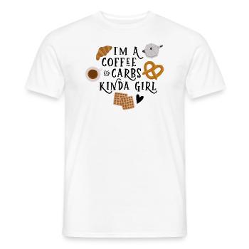 Café et glucides genre fille - T-shirt homme - blanc - Devant - AI Model Male 178 dark (178cm)