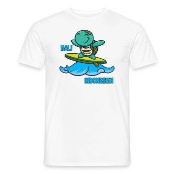 Kawaii turtle surfer, Bali Indonesia - Men's T-Shirt - white - Front - AI Model Male 178 dark (178cm)