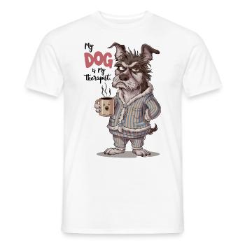 Mein Hund ist mein Therapeut Tierliebhaber - Männer T-Shirt - Weiß - Vorne - AI Model Male 178 dark (178cm)