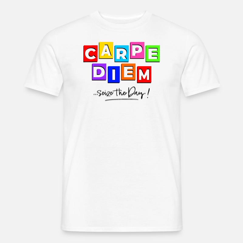 Carpediem im Comic-Stil - Männer T-Shirt - Weiß