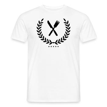 Bestik våbenskjold - Mænd T-shirt - hvid - Foran - AI Model Male 178 dark (178cm)