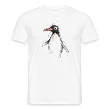 Cute Penguin - Hand Drawn Sketch Art Shirt - Men's T-Shirt - white - Front - AI Model Male 178 dark (178cm)