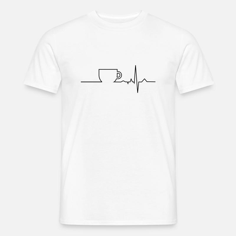 Kaffe! Lebenselixier und Energie, Herzfrequenz - Männer T-Shirt - Weiß
