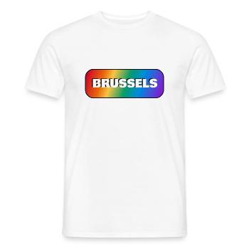 BRUSSELS PRIDE GAY FLAG ARC-EN-CIEL - T-shirt homme - blanc - Devant - AI Model Male 178 dark (178cm)