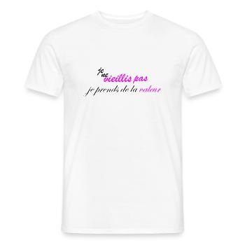 je ne vieillis pas je prend de la valeur humour - T-shirt homme - blanc - Devant - AI Model Male 178 dark (178cm)