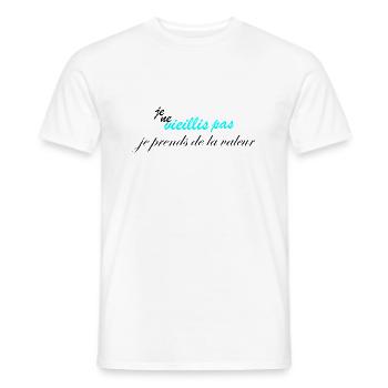 je ne vieillis pas je prend de la valeur humour - T-shirt homme - blanc - Devant - AI Model Male 178 dark (178cm)