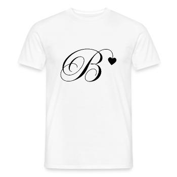 Lettre b calligraphie cœur - T-shirt homme - blanc - Devant - AI Model Male 178 dark (178cm)