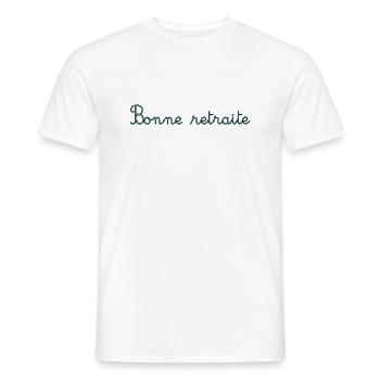 RETRAITE. RETRAITE. RETRAITEE. RETRAITE. BEST - T-shirt homme - blanc - Devant - AI Model Male 178 dark (178cm)