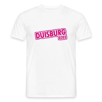 Duisburg - 0203 - Phone Code - NRW - Ruhrpott - Men's T-Shirt - white - Front - AI Model Male 178 dark (178cm)