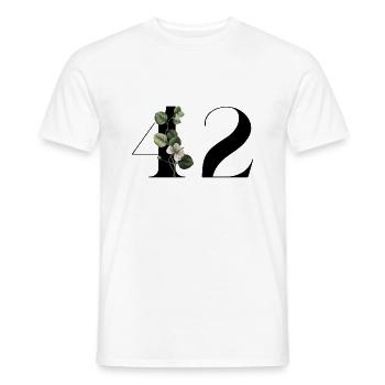 Number 42 Floral Green - 42nd Floral Birthday - Men's T-Shirt - white - Front - AI Model Male 178 dark (178cm)
