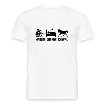 Manger dormir et faire du cheval - T-shirt homme - blanc - Devant - AI Model Male 178 dark (178cm)
