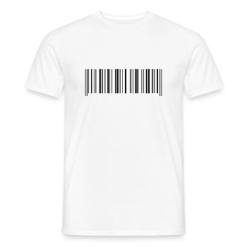 barcode - Heren T-shirt - wit - Voor - AI Model Male 178 dark (178cm)