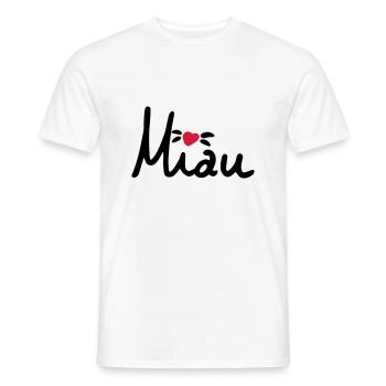 Miau sweet lettering with heart, cat, gift - Men's T-Shirt - white - Front - AI Model Male 178 dark (178cm)