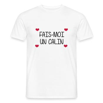 Fais-moi un calin - T-shirt homme - blanc - Devant - AI Model Male 178 dark (178cm)