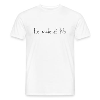 Le mâle et fils cadeau papa humour - T-shirt homme - blanc - Devant - AI Model Male 178 dark (178cm)