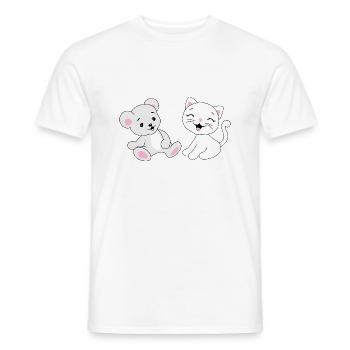 Bébé ours et chaton qui rit - T-shirt homme - blanc - Devant - AI Model Male 178 dark (178cm)