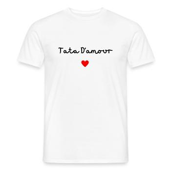 Tata d’amour - T-shirt homme - blanc - Devant - AI Model Male 178 dark (178cm)