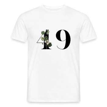 Nummer 49 Grüne Blumen - 49. Blumengeburtstag - Männer T-Shirt - Weiß - Vorne - AI Model Male 178 dark (178cm)