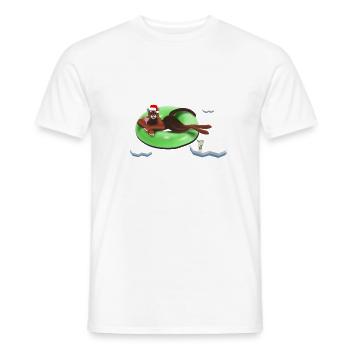 Chat sur une roue - T-shirt homme - blanc - Devant - AI Model Male 178 dark (178cm)