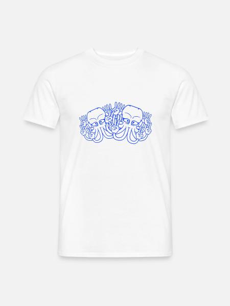 Zwei Kraken Peace Handzeichen Victory Symbol Hände - Männer T-Shirt - Weiß