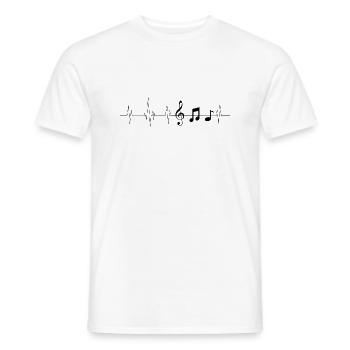Notes music heartbeat black - Men's T-Shirt - white - Front - AI Model Male 178 dark (178cm)