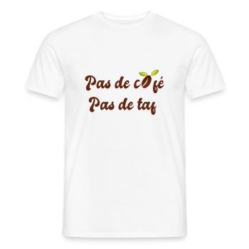 Pas de café pas de taf - T-shirt homme - blanc - Devant - AI Model Male 178 dark (178cm)