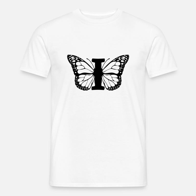 Buchstabe I Schmetterling - Männer T-Shirt - Weiß