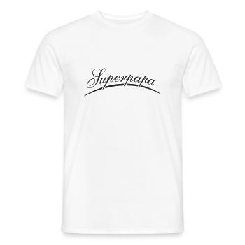 Superpapa lettering in cursive script - Men's T-Shirt - white - Front - AI Model Male 178 dark (178cm)