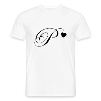 Letter p heart calligraphy - Men's T-Shirt - white - Front - AI Model Male 178 dark (178cm)