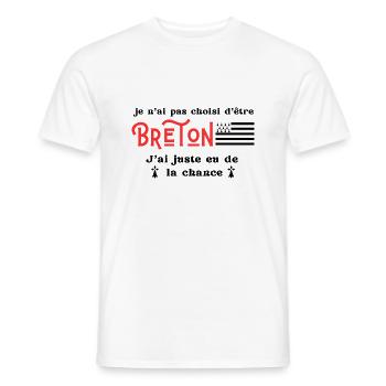 Je n'ai pas choisi d'être Breton, j’ai la chance - T-shirt homme - blanc - Devant - AI Model Male 178 dark (178cm)