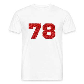 Number 78 Red Glitter - 78th Anniversary - Men's T-Shirt - white - Front - AI Model Male 178 dark (178cm)