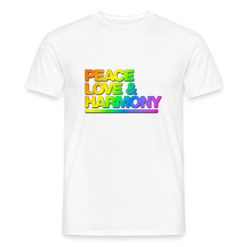 Typo Peace Love Harmony Rainbow Shadow - Männer T-Shirt - Weiß - Vorne - AI Model Male 178 dark (178cm)