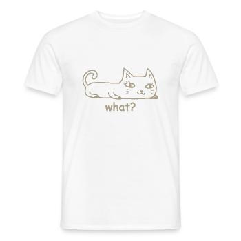 Katze What? - Männer T-Shirt - Weiß - Vorne - AI Model Male 178 dark (178cm)